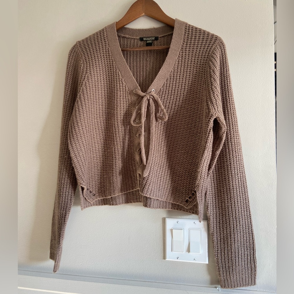 Revamped- size large brown knit crop